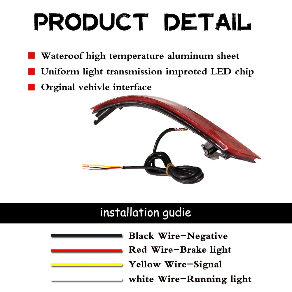 Red LED Car Rear Bumper Reflector Brake Tail Light w/ Sequential Turn Signal lights, Rear Fog Lights For 2016-2020 INFINITI QX60