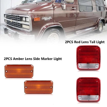 Rear & Front  Side Marker Lights Tail Lights For 1985-1995 Chevrolet G10 G20 G30 P20 P30 GMC G1500 G2500 G3500 P2500 P3500  Van