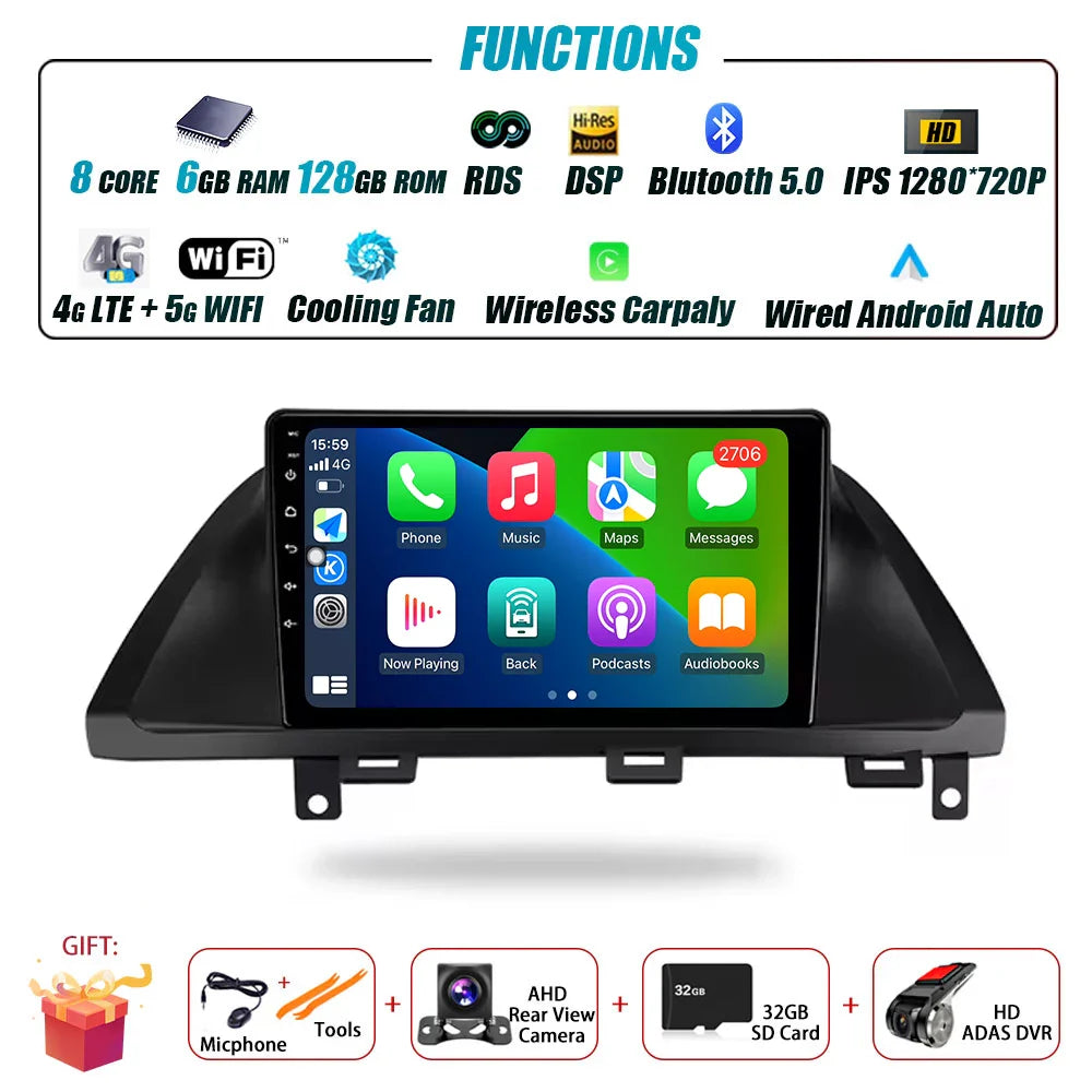 Car Radio For Honda Odyssey 2005 - 2010 Multimedia Stereo Video Player Navigation GPS Carplay 4G WIFI Android Auto 360 Camera BT
