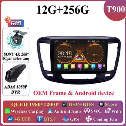 Android Auto For Chrysler 200 200C 200S 2015 - 2019 Car Radio Multimedia Video Stereo Player Carplay Navigation GPS DSP 5G WIFI