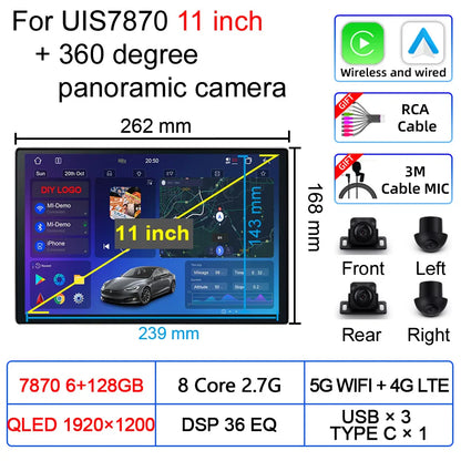 Upgradation UIS 7870 Android 11 13 inch Car Multimedia AI Voice mp5 Palyer gps navigation Carplay Auto Stereo Radio Head Unit