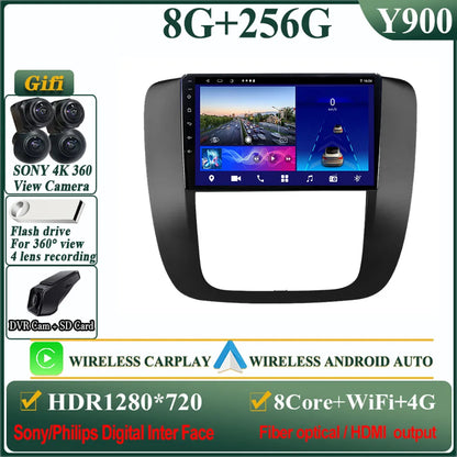 Android 14 Car For GMC Yukon Chevrolet Tahoe Suburban 2008-2012 GPS Navigation Multimedia Player Stereo Head Unit QLED Screen