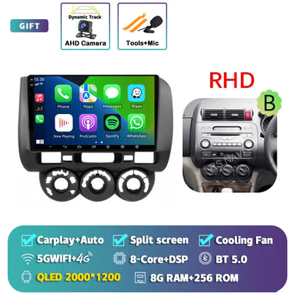 Android 14 For Honda Jazz 1 GD 2001 - 2008 Fit 2001-2009 2K QLED Stereo Car Radio Multimedia Video Player GPS 4G CarPlay