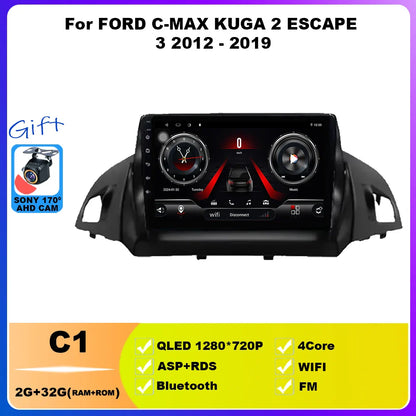 Android 14 For FORD C-MAX KUGA 2 ESCAPE 3 2012 - 2019 Car Radio Multimedia Video Player Navigation GPS WIFI 4G Stereo Head Unit