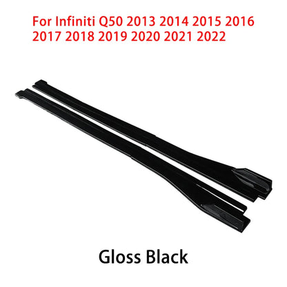 For Infiniti Q50 2013-2022 Car Side Skirt Extension Body Apron Lip Splitters Winglet Lateral Shovel Carbon Look ABS Accessories