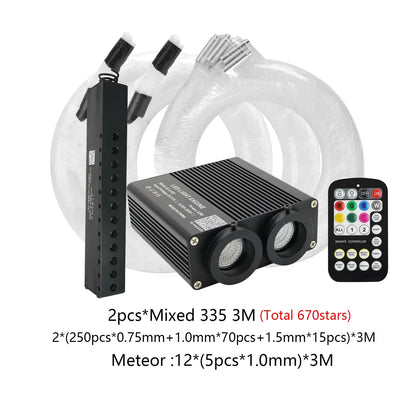 32W Dual Port RGBW Meteor Ceiling Car Roof Shooting Star Light LED Fiber Optic Light APP Music Starry sky Interior Atmosphere