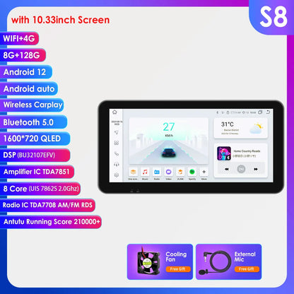 Hizpo Universal Car Radio 2Din 9" 10" 10.33" Android Auto Multimedia GPS CarPlay For Toyota Volkswagen Hyundai Kia Nissan Honda