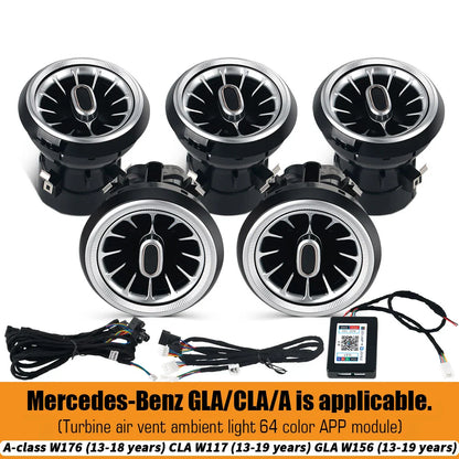 For Benz W176 W117 W156 X156 A CLA GLA 12/64 Color Ambient Light Turbine Air Vent Lamp Dashboard Door Lights Kit Car/App Control