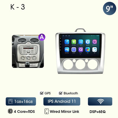 9" Car Radio For Ford Focus 2004 2005 2006 2007 2008 2009 2010 2011 Android12 Multimidia Video Player Head Unit wireless Carplay