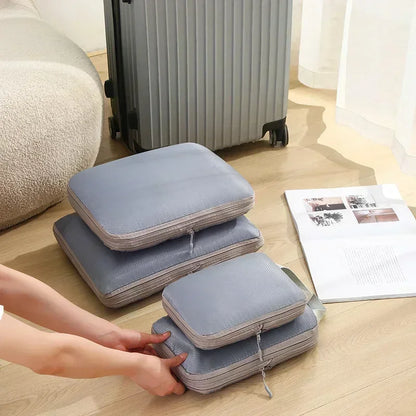4Pcs Travel Compression Packing Cubes Bag Portable Suitcase Cloth Organizers Waterproof Luggage Storage Cases Drawer makeup bag