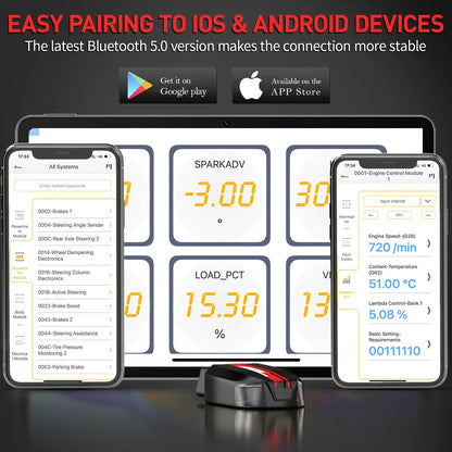 ANCEL BD500 Bluetooth 5.0 OBD2 Scanner Car Code Reader All System EPB /Throttle Learning Mutiple Resets for VW Audi Service Seat