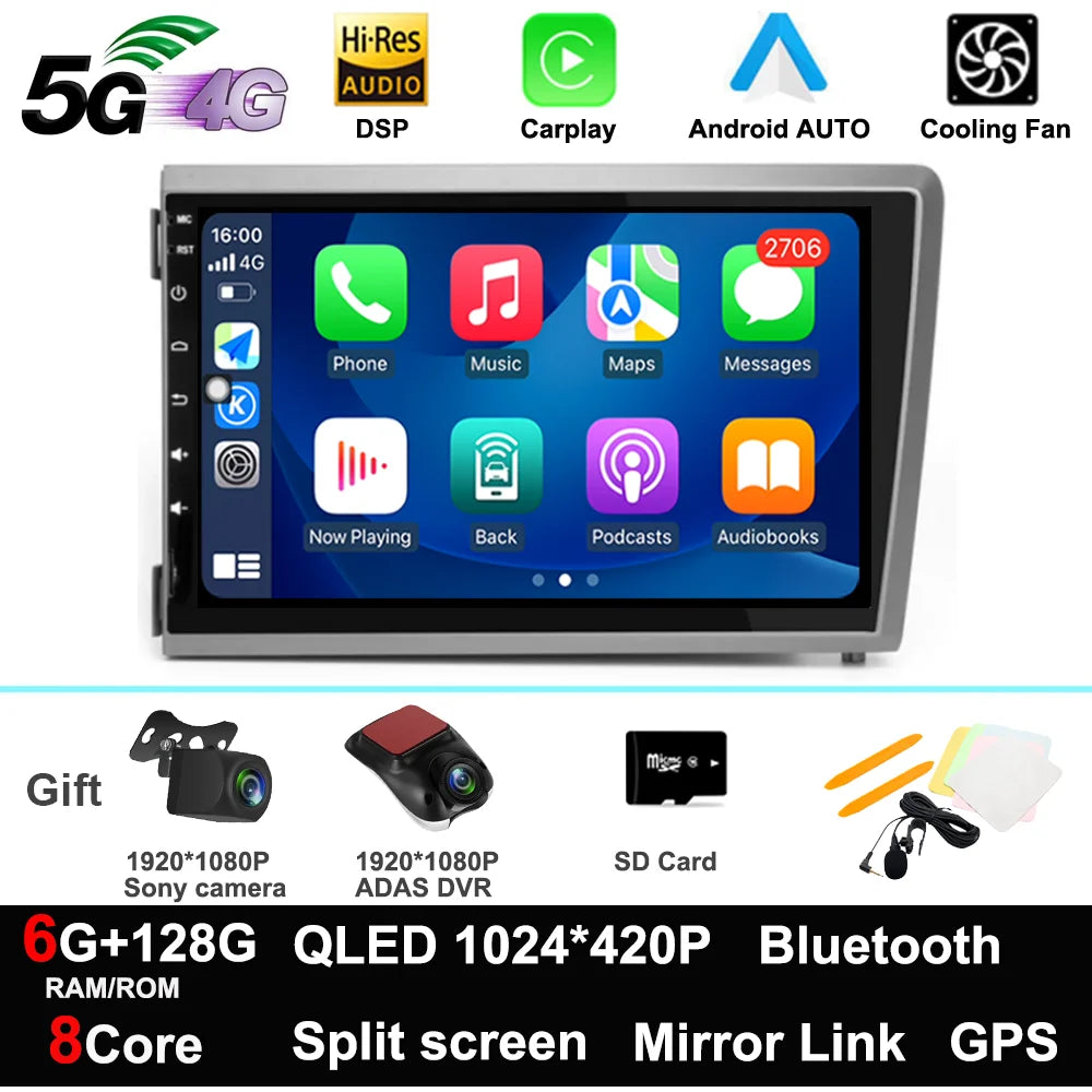 Android 13 For Volvo S60 V70 XC70 2000-2004 GPS Car Radio Stereo Multimedia Player Audio Navigation BT Carplay wifi+4G