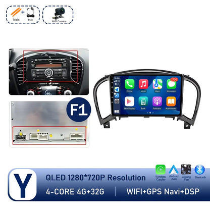 Carplay Android OS for Nissan Juke YF15 2010 - 2014 QLED Touch Screen 9 '' Car Radio Stereo Player GPS Navigation WiFi Head Unit