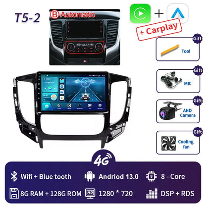 2 Din Android 13 Auto Car Radio Multimedia Video Player Stereo For Mitsubishi L200 5 2015-2019 GPS Navigation Carplay Screen DVD