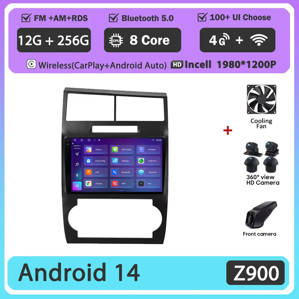 Android 14 For Dodge Charger LX 2005 - 2010 For Dodge Magnum 2 2003 - 2007 Car Radio Multimedia Video Player Navigation stereo