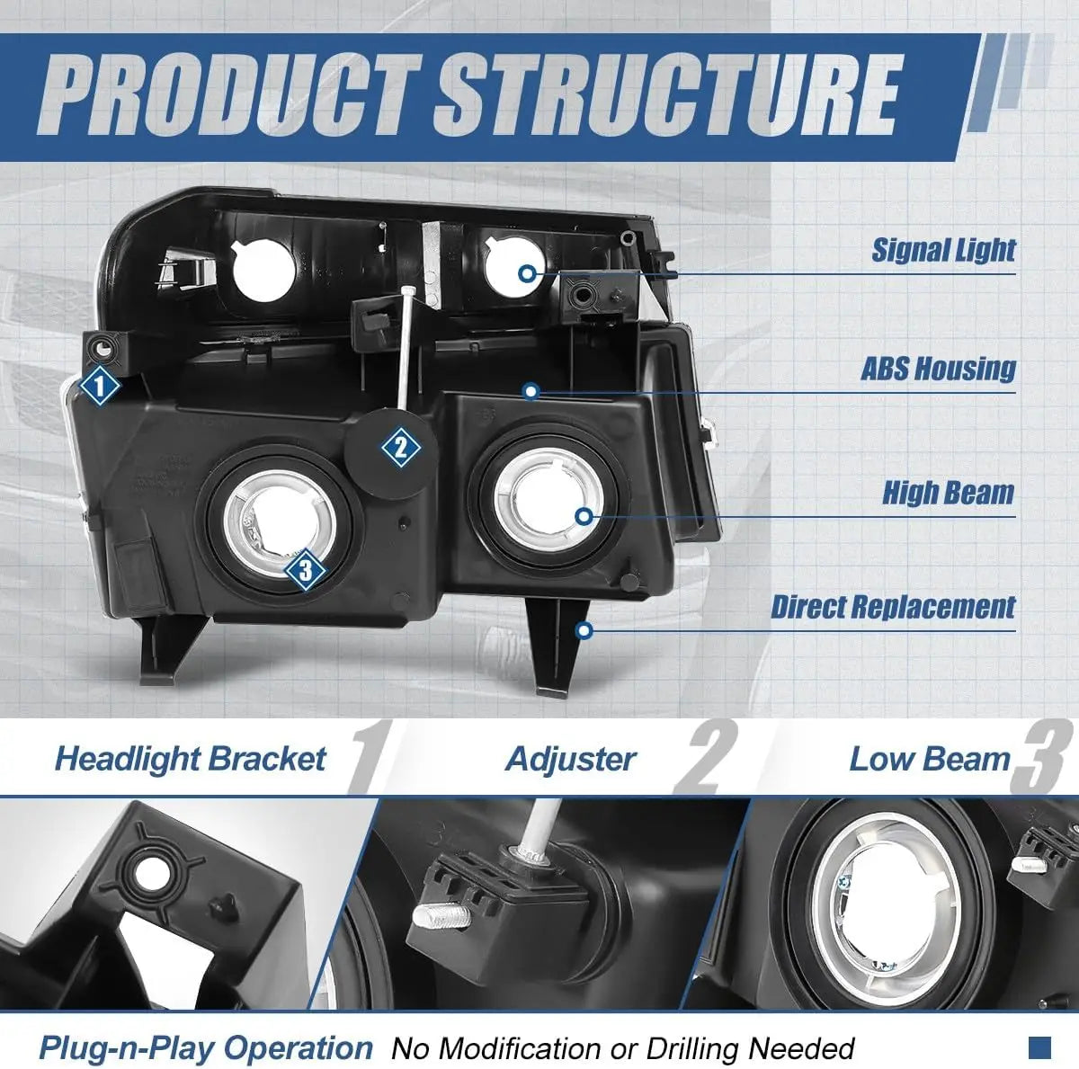 Headlights Assembly Compatible with 2004-2012 Chevy Colorado GMC Canyon, 2006 Isuzu i-290 i-370 2007-2008 i-280 i-350, 4Pcs Halo