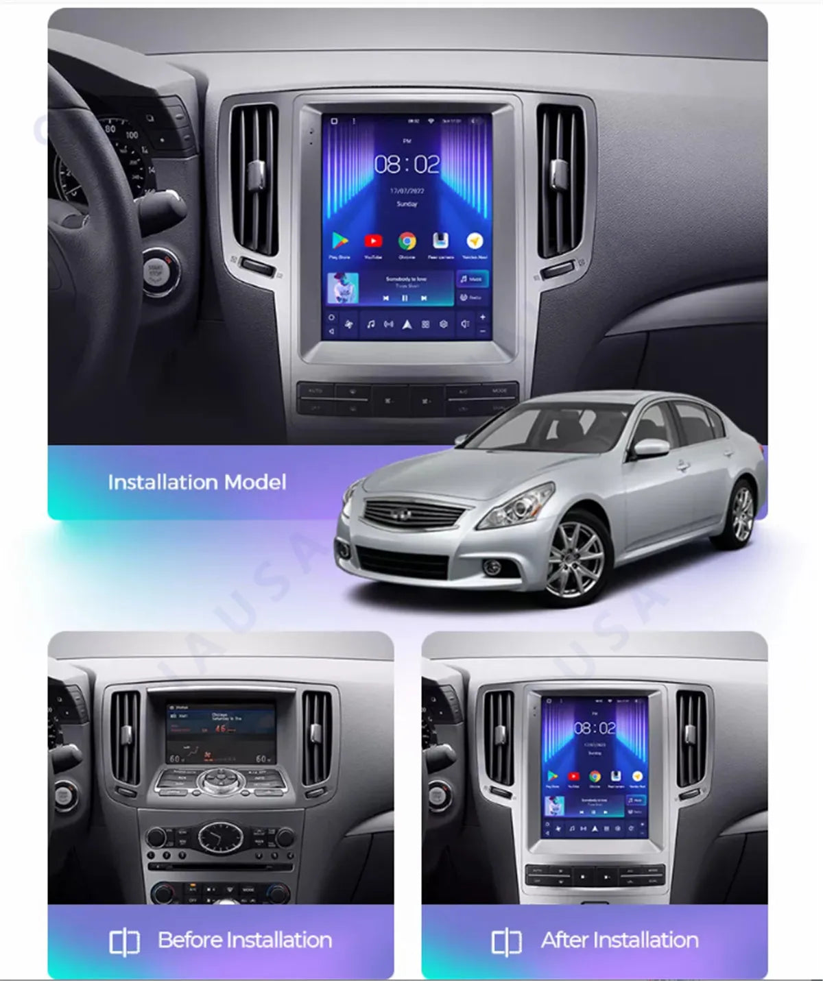 Android 12 For Infiniti GX G37 G25 G35 2008-2015 Car Radio Stereo Tesla Screen Multimedia Player Carplay Auto 8G+128G 4G