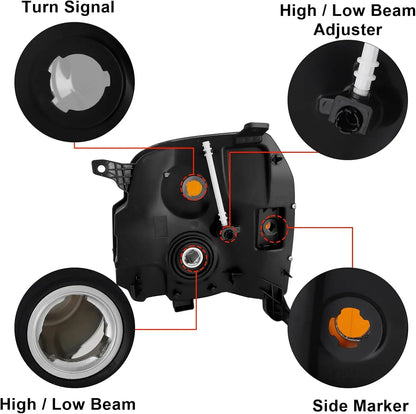 Headlight Assembly Halogen Compatible With 2007-2014 GMC Yukon 2007 2008 2009 2010 2011 2012 2013 2014 GMC Yukon Headlamp Assemb