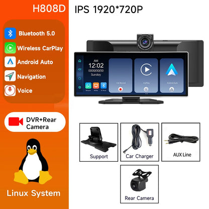 JIUYIN 11.26 inch 4K HD DVR Universal Car Radio Multimedia Navigation Wireless CarPlay Android Auto Mirror Music Player