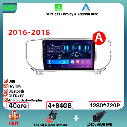 Android  For KIA Sportage 4 2016-2018 2019-2021 Multimedia Video Player Navigation GPS Stereo Wireless Carplay DSP WIFI NO 2DIN