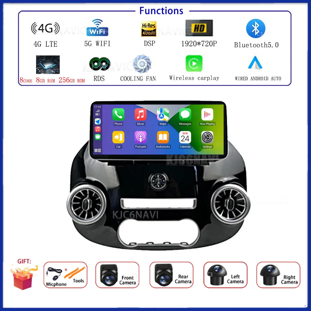 12.3 Inch Android 14 Car Radio For Benz Vito W447 2014-2021 Stereo Receiver GPS Navigation DSP Video Carplay Player NO 2DIN DVD