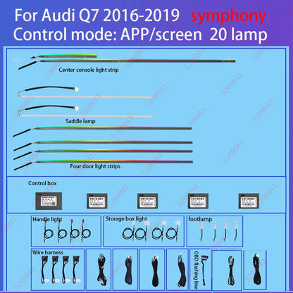 30 Colors Ambient light for audi Q6 2023-2024 Q7 2006-2019 Q8 2019-2024 Interior Atmosphere Light Original car MMI knob control