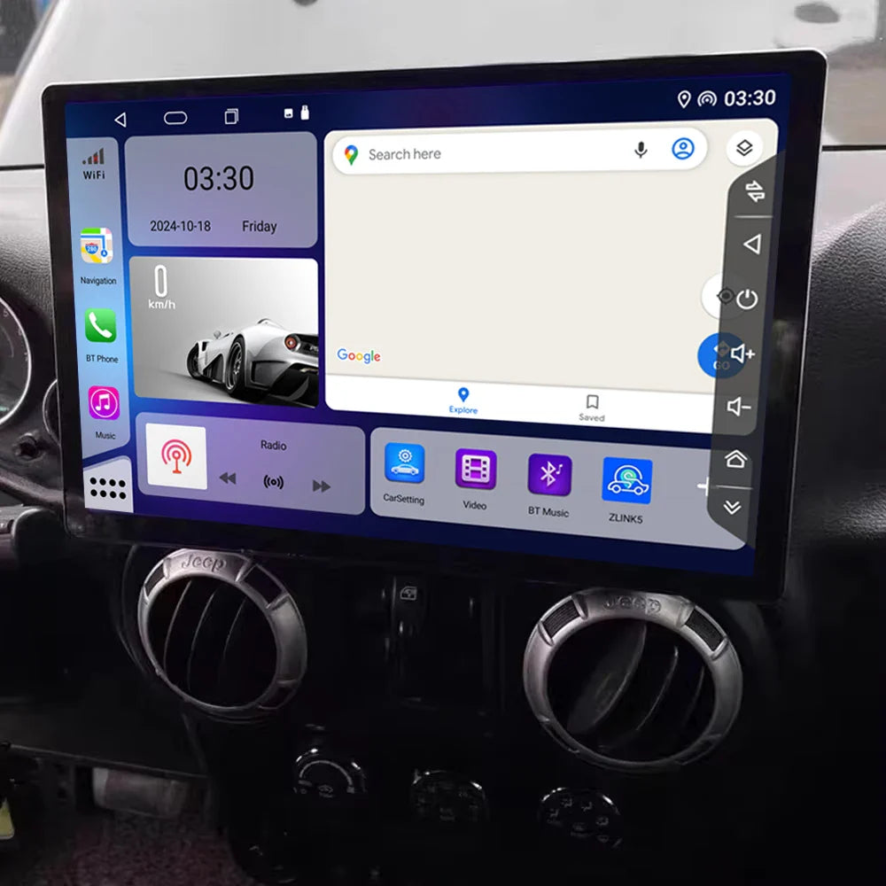 13.3 inch Android 14 Carplay Auto For Jeep Wrangler 3 JK 2011 2012 2013 2018 Car Radio Player Multimedia srereo Navigation BT