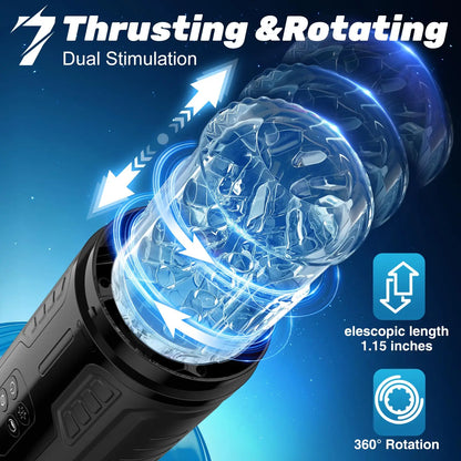 Automatic Telescopic Thrusting Rotating Male Masturbator Cup Licking Vibrating Masturbation Blowjob Pussy Adult Sex Toys for Men