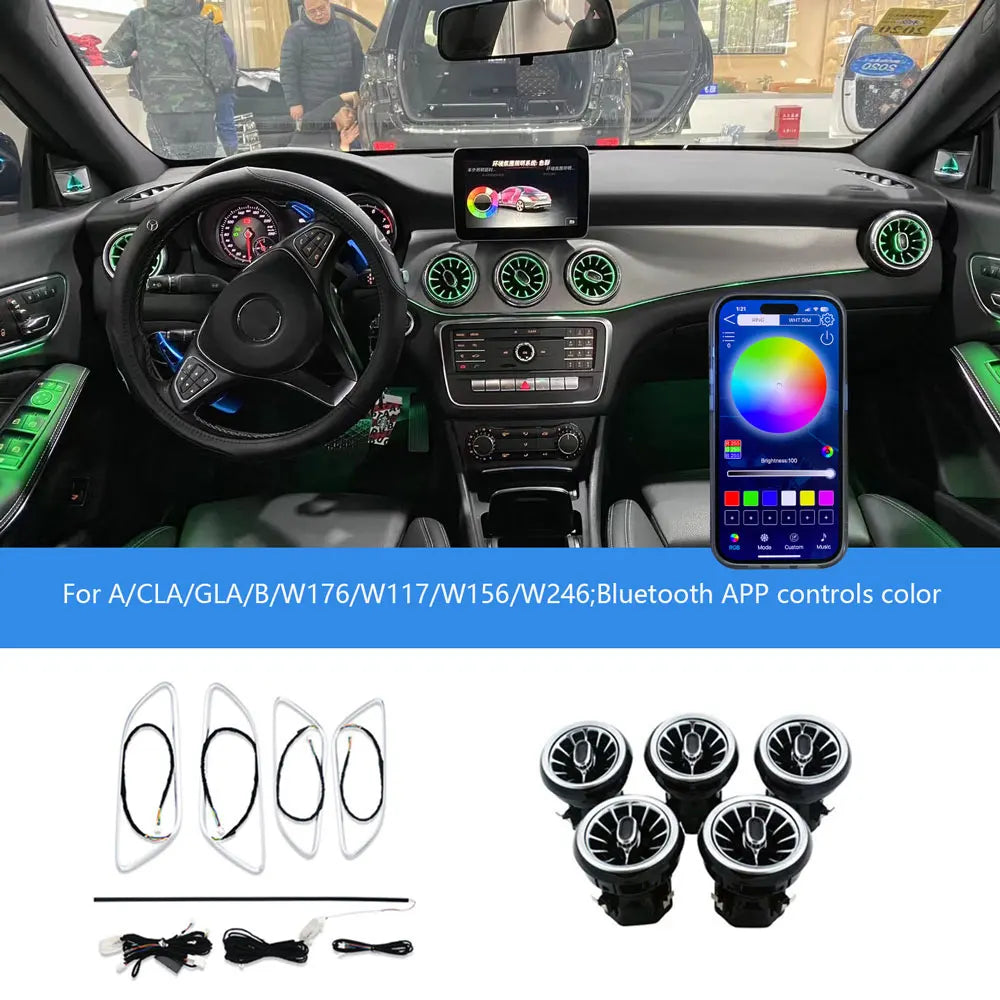 256 color LED exhaust outlet turbine nozzle atmosphere light is suitable for Mercedes-Benz A/CLA/GLA/B-CLASS W176/W117/W156/W246