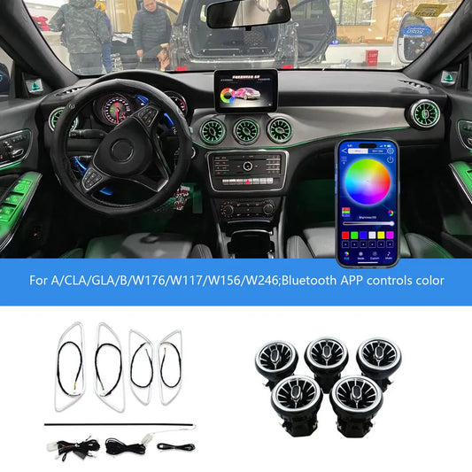 256 color LED exhaust outlet turbine nozzle atmosphere light is suitable for Mercedes-Benz A/CLA/GLA/B-CLASS W176/W117/W156/W246