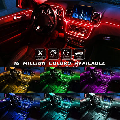 10 in 1 Car LED Interior Ambient Lights RGB Fiber Optic Lighting Kit USB APP Control LED Neon Auto Atmosphere Decorative Lamps