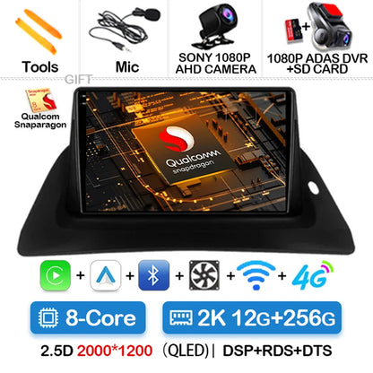 Android 14 Wireless Carplay Auto For Renault Kangoo 2 2009 - 2018 Car Radio Multimedia Stereo Video Player QLED GPS NAVI 4G WIFI