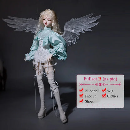 Qadir Bjd Doll 1/4 Muxi Body Haniel Wings Princess Beauty Battle Angel Knight Fairy of Angel FullsetB Joybjd