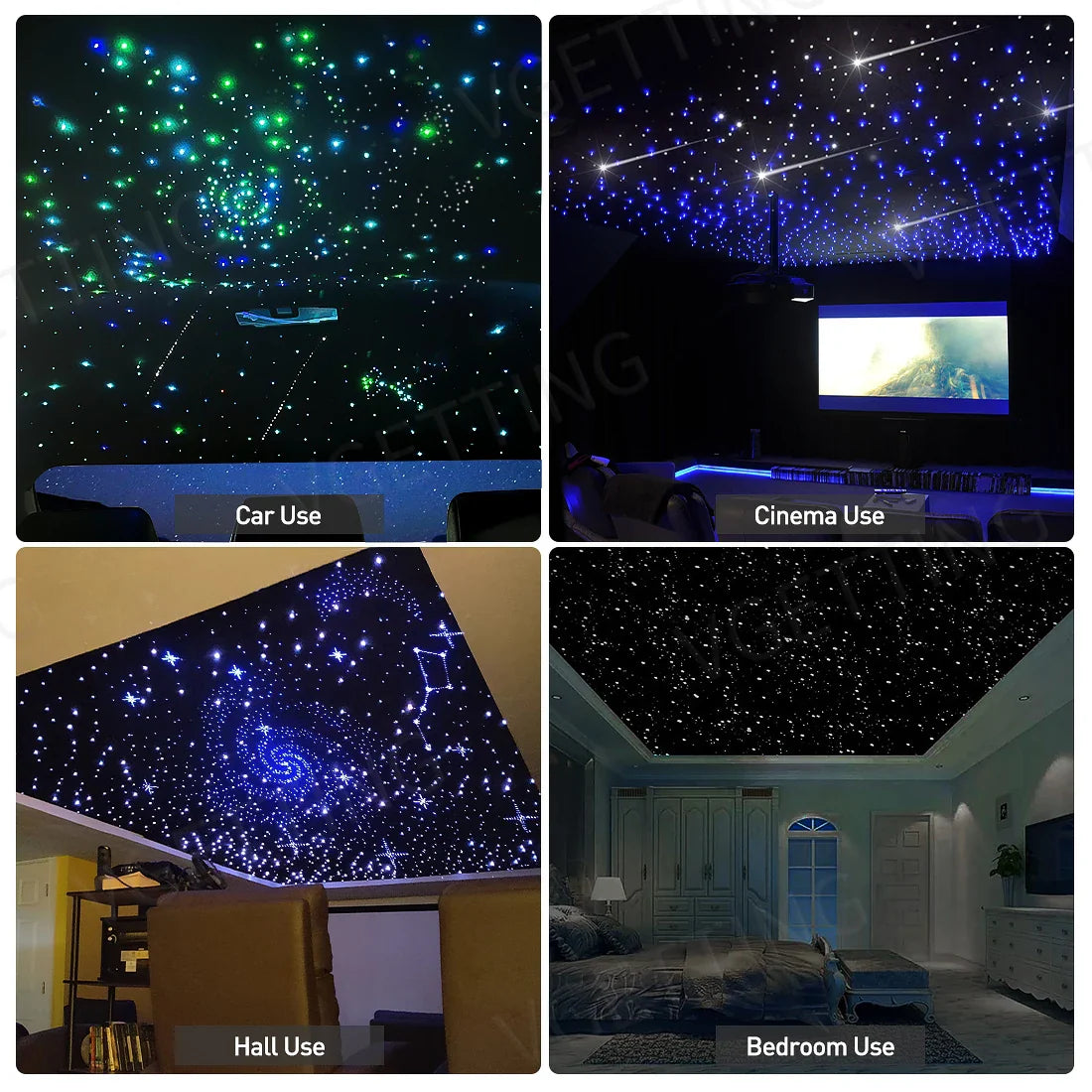 16W Twinkle LED Car Roof Star Light RGBW APP Music Remote Control Starry Sky Ceiling Fiber Optic Interior Atmosphere Decorative