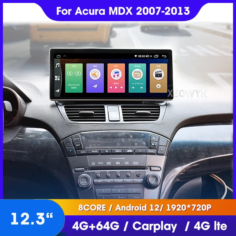 Android 13 For Honda Acura MDX 07 08 2009 2010 2011 2012 2013 intelligent Multimedia player Car Radio Audio GPS apple carplay