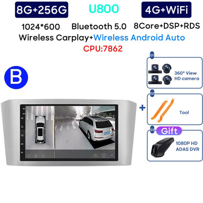 Car Radio Android 13 For Toyota Avensis T25 2002-2008 Carplay Navigation GPS Stereo Android Auto Screen No 2din DVD 5G Wifi Head