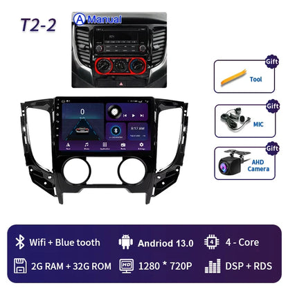 2 Din Android 13 Auto Car Radio Multimedia Video Player Stereo For Mitsubishi L200 5 2015-2019 GPS Navigation Carplay Screen DVD