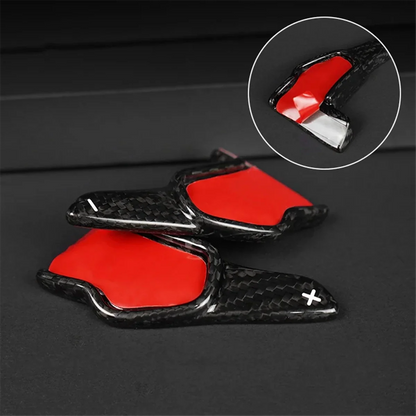 Carbon Fiber Steering Wheel Paddle Shifter Extensions Cover Trim for Dodge Challenger SRT Charger SRT Durango SRT ,Black
