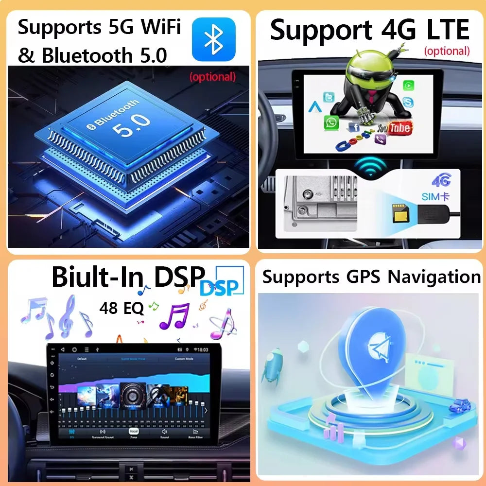 2Din Android 14 For Lexus IS200 XE10 1999 - 2005 Car Radio Multimedia Player GPS Navigation Stereo Wireless Carplay No 2din DSP
