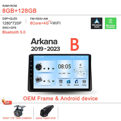 Android 14 For Renault Duster HM 2 II 2020 - 2023 Arkana 1 I 2019 - 2023 Car Radio Multimedia Video Player Navigation stereo DVD
