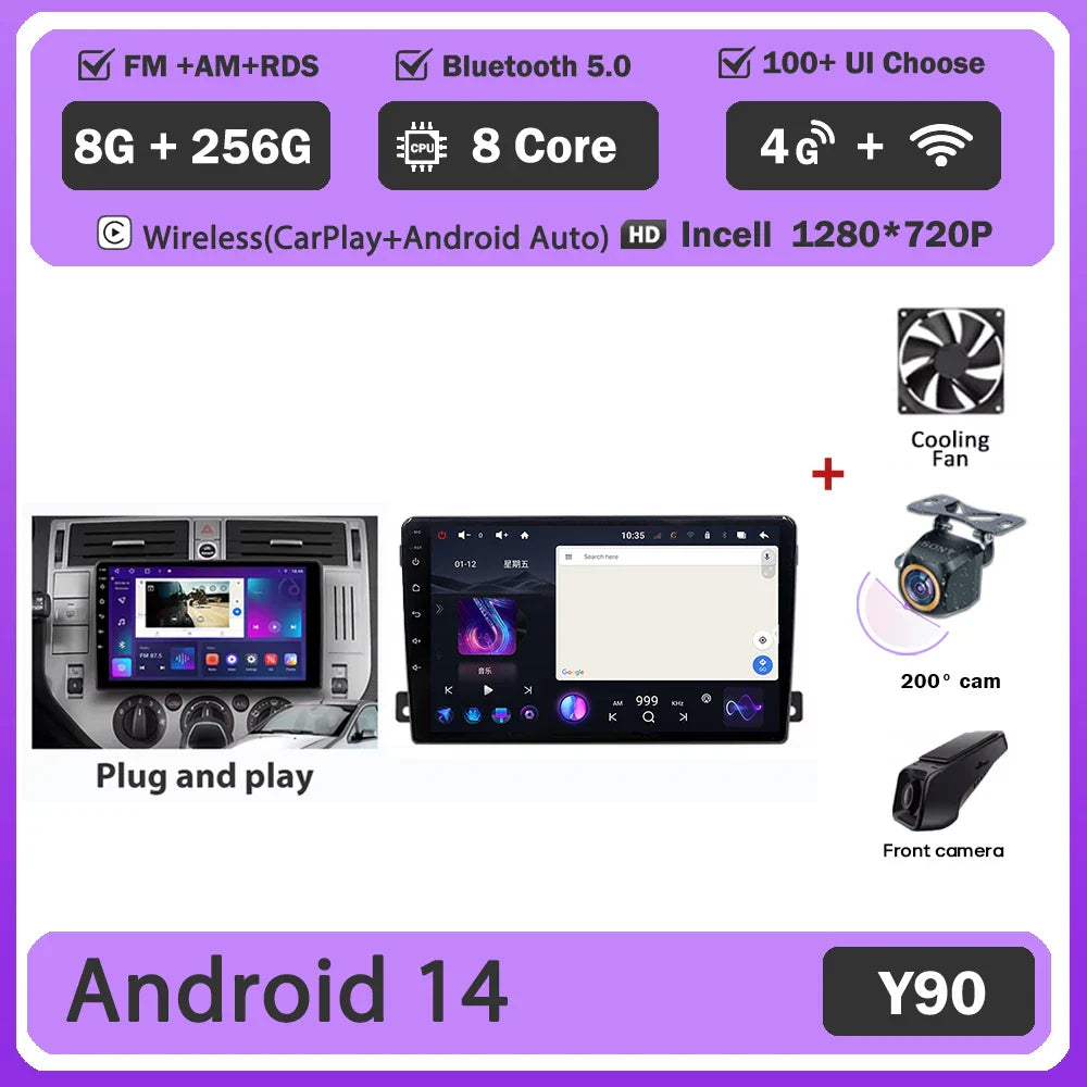 For Ford C-MAX 2003 - 2010 Android 14 Carplay Auto Car Radio Multimedia Video Player Navigation GPS No 2Din 2 Din DVD DSP 4G