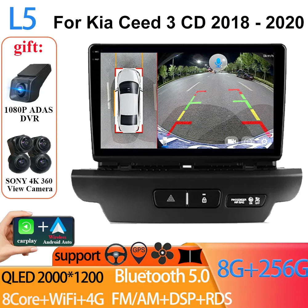 For Kia Ceed 3 CD 2018 - 2020 Auto Radio Android 14 Carplay Video Player 4G GPS Navigation Multimedia WIFI No 2 din 5G BT DVD