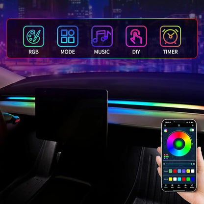 19 in 1 Car Interior Symphony Ambient Light Kit For Tesla Model 3 2019-2020 Acrylic Guide Fiber Strip Decoration Atmosphere Lamp
