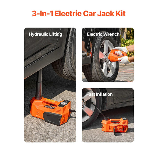 VEVOR Electric Car Jack, 5T Electric Scissor Jack with Built-In Inflator 12V Tire Changer with  LED Light for Sedan, SUV, Truck
