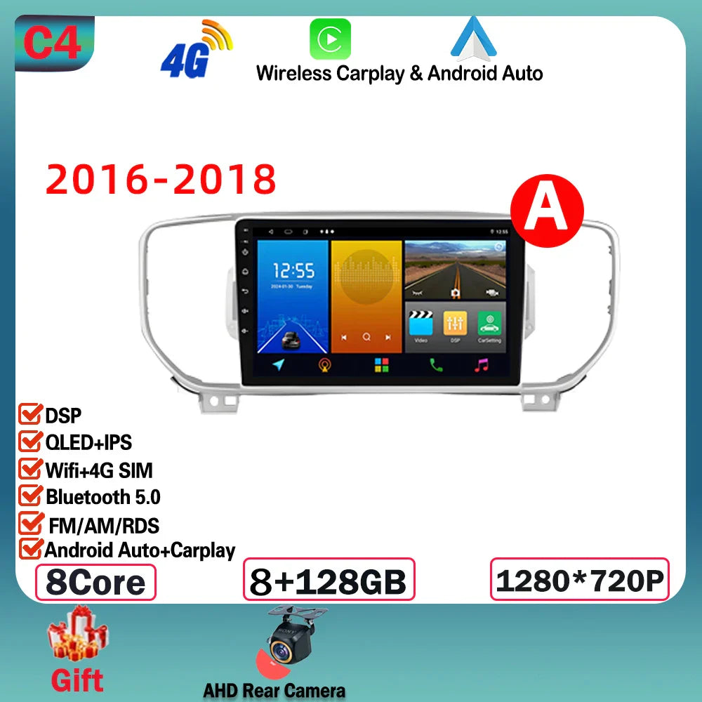 Android  For KIA Sportage 4 2016-2018 2019-2021 Multimedia Video Player Navigation GPS Stereo Wireless Carplay DSP WIFI NO 2DIN