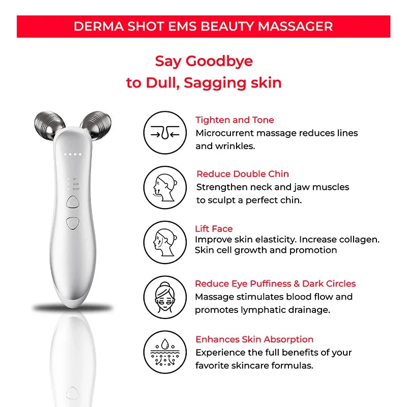 Microcurrent Facial Massager Roller Anti Wrinkles EMS Face Lift Skin Tightening Machine Skin Firming Care Slimming Beauty Tools
