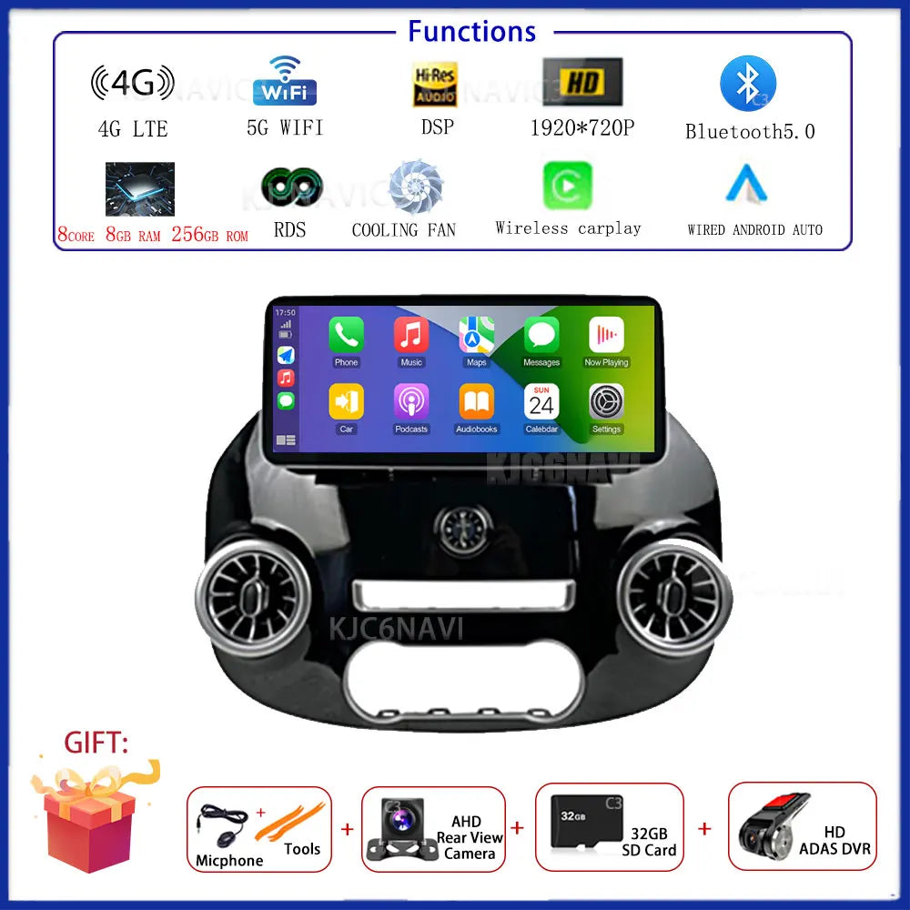 12.3 Inch Android 14 Car Radio For Benz Vito W447 2014-2021 Stereo Receiver GPS Navigation DSP Video Carplay Player NO 2DIN DVD