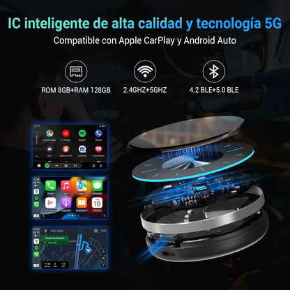 OTTOCAST P3 Android 12 AI Box Wireless Android Auto Smart TV Box Car Accessories for Toyota Honda Cars with OEM Wired CarPlay