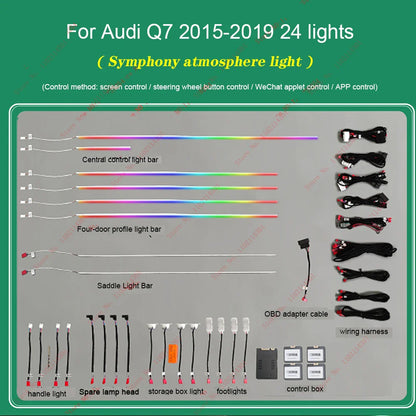 30 Colors Ambient light for audi Q6 2023-2024 Q7 2006-2019 Q8 2019-2024 Interior Atmosphere Light Original car MMI knob control