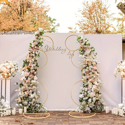2Pcs 5ft Round Arch Frame, 4 Tiers Gold Metal Flower Arch Frame for Wedding Birthday Party Event Display Background Decoration